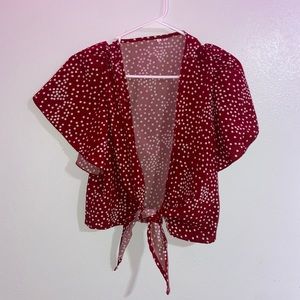 polka dot wrap shirt